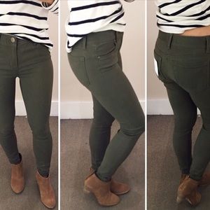 Olive green jeans, size 0